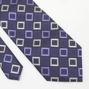 Alexander Julian Purple Silver Geometric Woven‎ Polyester Tie